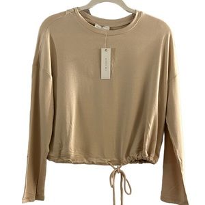 NEW Sophie Rue Nordstrom Tan Cropped Hoodie Top Size Small